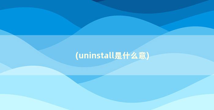 (uninstall是什么意)