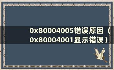 0x80004005错误原因（0x80004001显示错误）