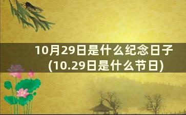 10月29日是什么纪念日子(10.29日是什么节日)