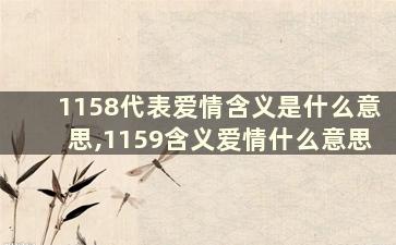 1158代表爱情含义是什么意思,1159含义爱情什么意思