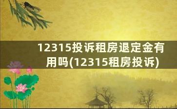 12315投诉租房退定金有用吗(12315租房投诉)