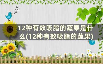 12种有效吸脂的蔬果是什么(12种有效吸脂的蔬果)