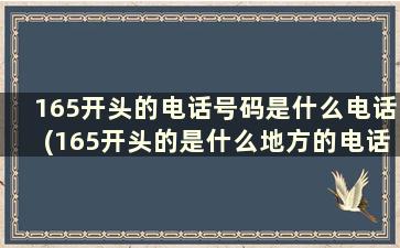 165开头的电话号码是什么电话(165开头的是什么地方的电话)