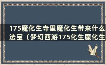 175魔化生寺里魔化生带来什么法宝（梦幻西游175化生魔化生带来什么灵饰）