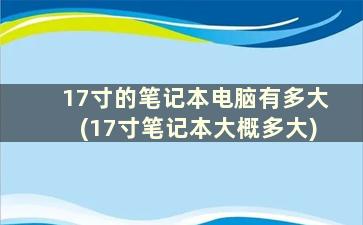 17寸的笔记本电脑有多大(17寸笔记本大概多大)