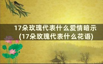 17朵玫瑰代表什么爱情暗示(17朵玫瑰代表什么花语)