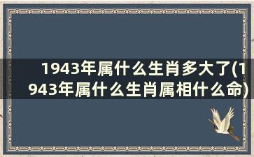 1943年属什么生肖多大了(1943年属什么生肖属相什么命)