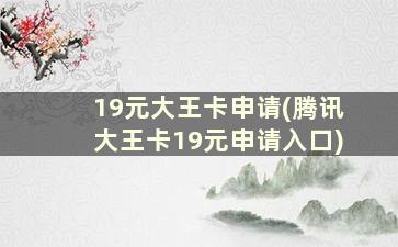 19元大王卡申请(腾讯大王卡19元申请入口)