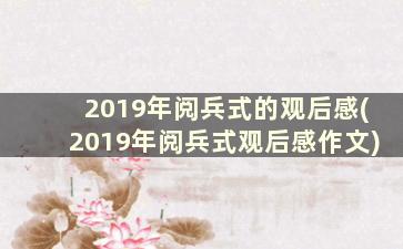 2019年阅兵式的观后感(2019年阅兵式观后感作文)