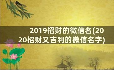 2019招财的微信名(2020招财又吉利的微信名字)