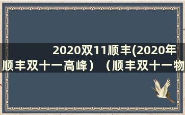 2020双11顺丰(2020年顺丰双十一高峰）（顺丰双十一物流备战全纪实）