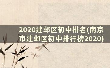 2020建邺区初中排名(南京市建邺区初中排行榜2020)