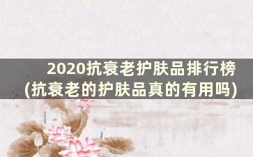 2020抗衰老护肤品排行榜(抗衰老的护肤品真的有用吗)