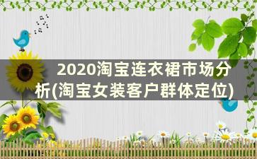 2020淘宝连衣裙市场分析(淘宝女装客户群体定位)