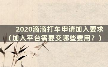 2020滴滴打车申请加入要求（加入平台需要交哪些费用？）