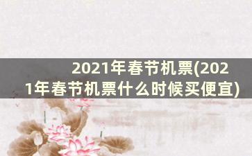 2021年春节机票(2021年春节机票什么时候买便宜)