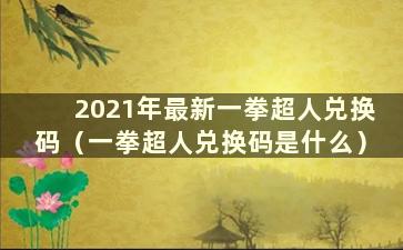 2021年最新一拳超人兑换码（一拳超人兑换码是什么）