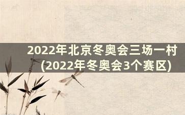 2022年北京冬奥会三场一村(2022年冬奥会3个赛区)