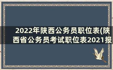 2022年陕西公务员职位表(陕西省公务员考试职位表2021报名时间)