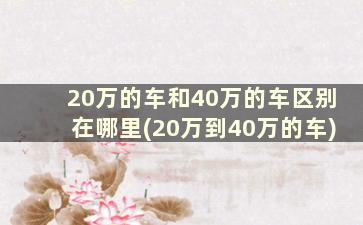 20万的车和40万的车区别在哪里(20万到40万的车)