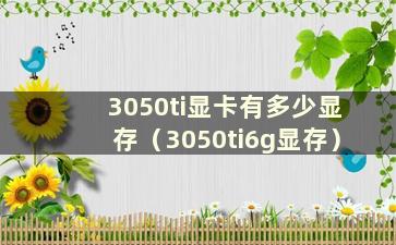 3050ti显卡有多少显存（3050ti6g显存）