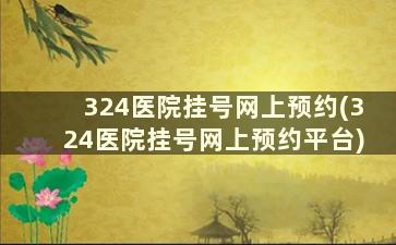 324医院挂号网上预约(324医院挂号网上预约平台)