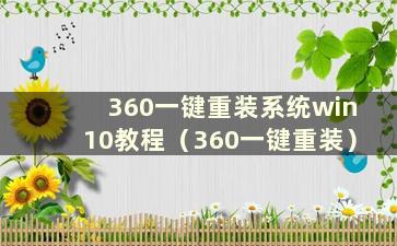 360一键重装系统win10教程（360一键重装）