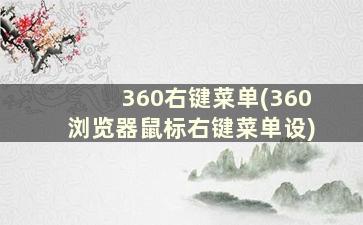 360右键菜单(360浏览器鼠标右键菜单设)