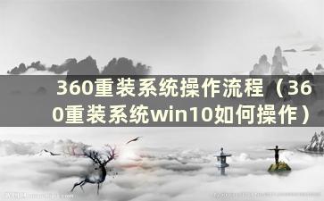 360重装系统操作流程（360重装系统win10如何操作）