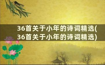 36首关于小年的诗词精选(36首关于小年的诗词精选)