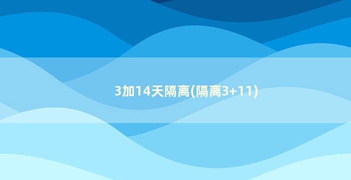 3加14天隔离(隔离3+11)