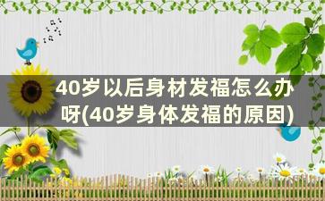 40岁以后身材发福怎么办呀(40岁身体发福的原因)