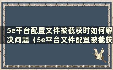 5e平台配置文件被截获时如何解决问题（5e平台文件配置被截获时如何解决问题）