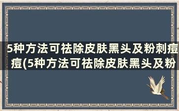 5种方法可祛除皮肤黑头及粉刺痘痘(5种方法可祛除皮肤黑头及粉刺)