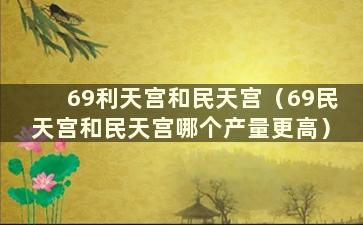 69利天宫和民天宫（69民天宫和民天宫哪个产量更高）