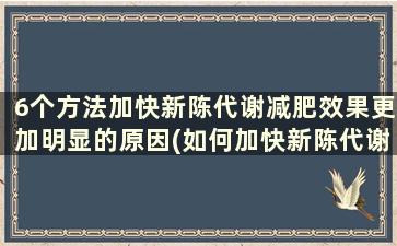 6个方法加快新陈代谢减肥效果更加明显的原因(如何加快新陈代谢快速减脂)