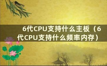 6代CPU支持什么主板（6代CPU支持什么频率内存）