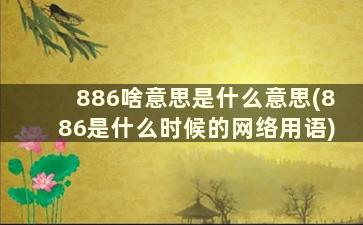 886啥意思是什么意思(886是什么时候的网络用语)