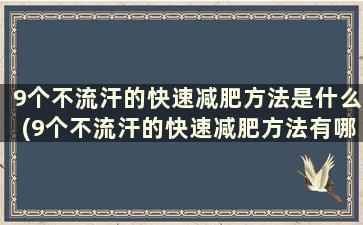 9个不流汗的快速减肥方法是什么(9个不流汗的快速减肥方法有哪些)