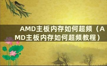 AMD主板内存如何超频（AMD主板内存如何超频教程）