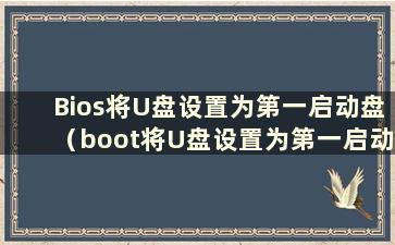 Bios将U盘设置为第一启动盘（boot将U盘设置为第一启动项）