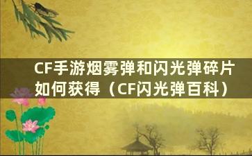 CF手游烟雾弹和闪光弹碎片如何获得（CF闪光弹百科）