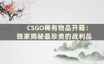 CSGO稀有物品开箱：独家揭秘最珍贵的战利品