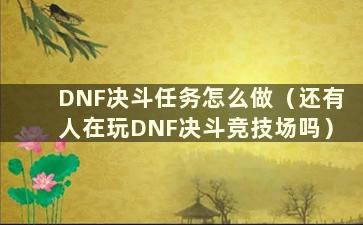 DNF决斗任务怎么做（还有人在玩DNF决斗竞技场吗）