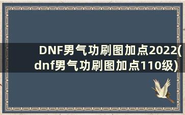 DNF男气功刷图加点2022(dnf男气功刷图加点110级)