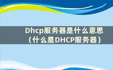 Dhcp服务器是什么意思（什么是DHCP服务器）