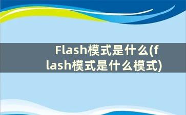 Flash模式是什么(flash模式是什么模式)