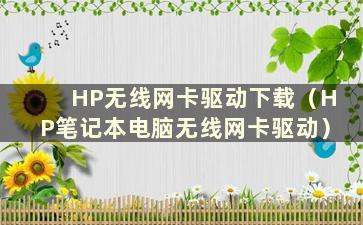 HP无线网卡驱动下载（HP笔记本电脑无线网卡驱动）