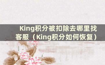 King积分被扣除去哪里找客服（King积分如何恢复）