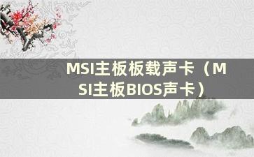 MSI主板板载声卡（MSI主板BIOS声卡）